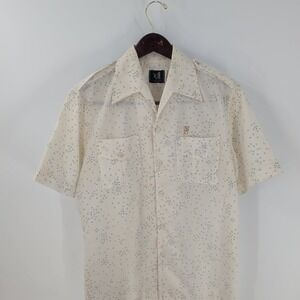 Vintage IOLANI Hawaii Short Sleeve Polka Dot Western Button-Up Shirt Off-White M